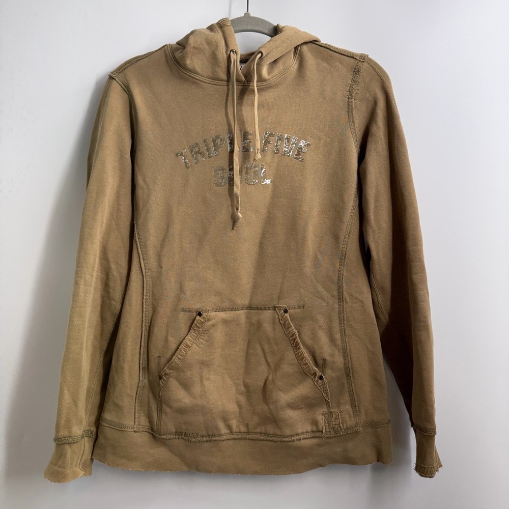 Triple Five Soul Hoodie L Distressed Y2K Grunge Skater Brown Fade